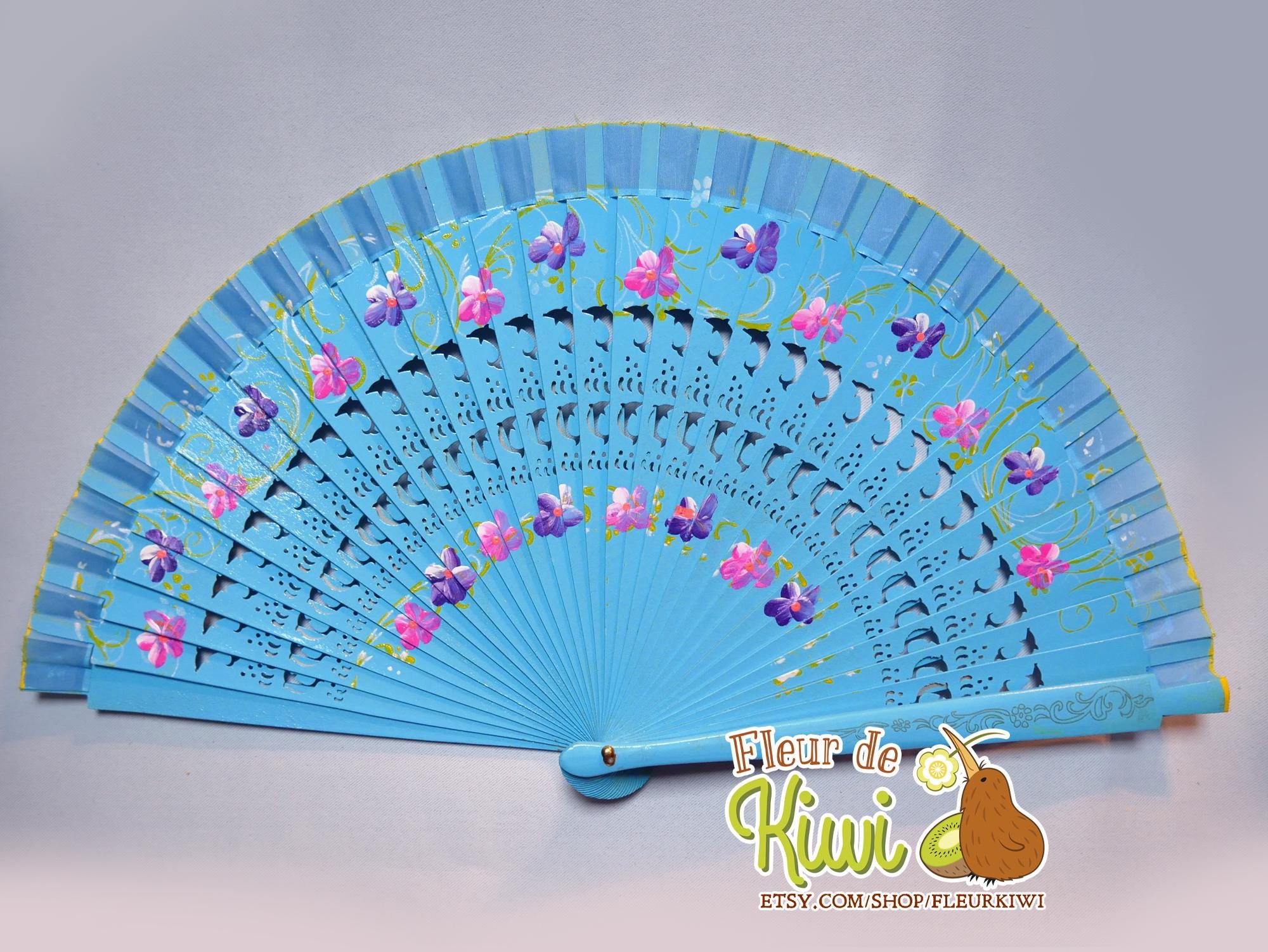 木製扇子、手描き、ギフトアイデア、エレガント、花柄、軽量扇子、夏