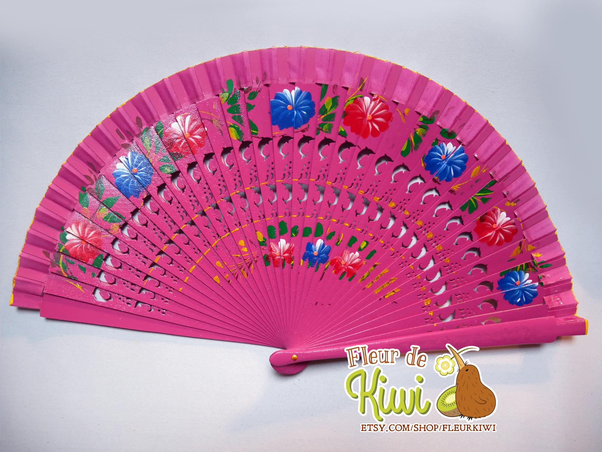 木製扇子、手描き、ギフトアイデア、エレガント、花柄、軽量扇子、夏