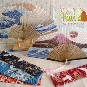 Hokusai wave folding fan, Japanese fan, Japanese style decoration, heatwave accessory, summer, birthday gift, wedding, party