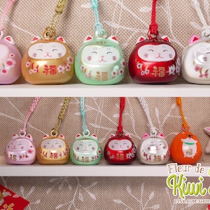 Bell keychain, cat, dog, rabbit, flower, Japanese lucky charm, maneki-neko, shiba inu, sakura, lucky cat, bag jewelry, health, luck