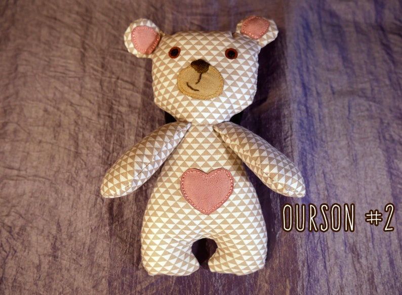 Sweet teddy bear in Valentine's Day fabric image 5