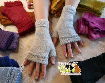 Mittens for women in alpaca wool, pink plum, amethyst, black, denim blue, duck blue, moss green, rust etc...