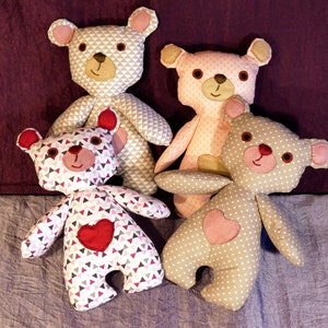 Sweet teddy bear in Valentine's Day fabric image 1