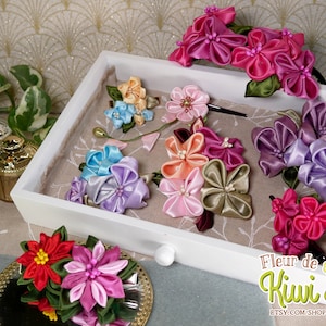 Barrette, Heandband hair clip, Hydrangea Sakura Poinsettia, Japanese flower handmade fabric Japanese traditional art tsumami kanzashi