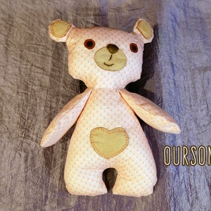 Sweet teddy bear in Valentine's Day fabric image 7