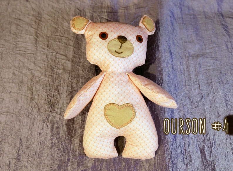 Sweet teddy bear in Valentine's Day fabric image 7