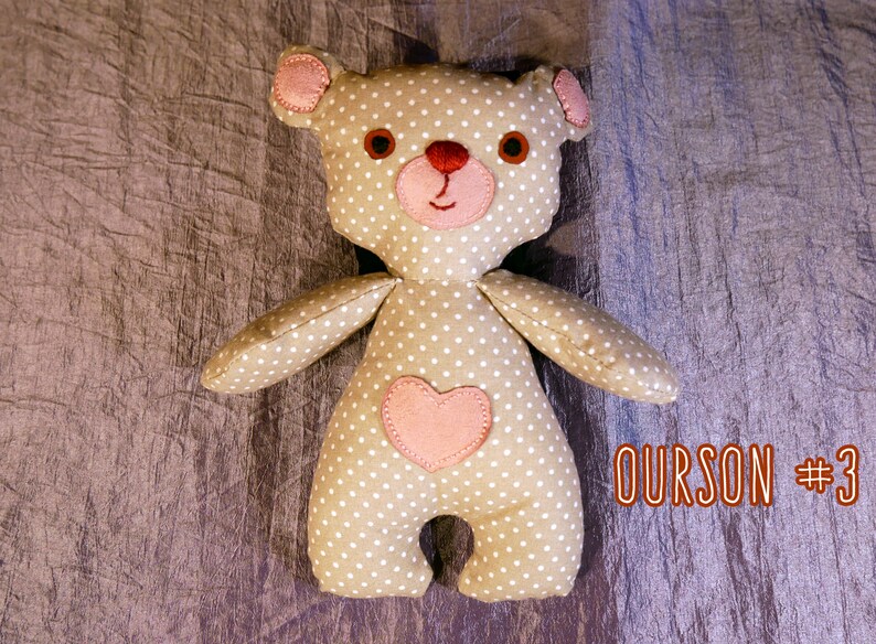 Sweet teddy bear in Valentine's Day fabric image 6