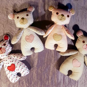 Sweet teddy bear in Valentine's Day fabric image 10