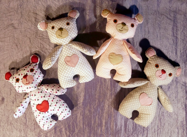 Sweet teddy bear in Valentine's Day fabric image 10