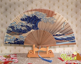 Hokusai wave foldable fan, Japanese fan, Japanese style decoration, heatwave accessory, summer, birthday gift, wedding, party