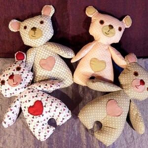 Sweet teddy bear in Valentine's Day fabric image 9