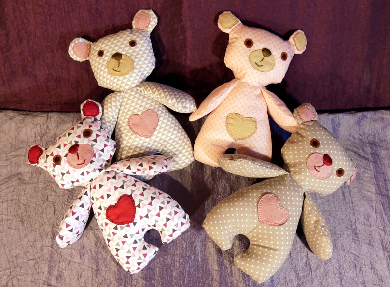 Sweet teddy bear in Valentine's Day fabric image 9