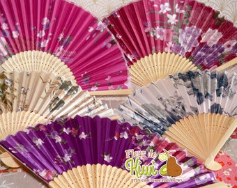 Japanese folding fan, silk and bamboo, elegant fan, summer accessory, heat, heatwave, party accessory, wedding, party gift idea