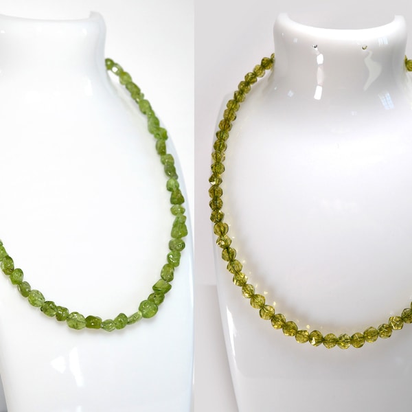 Collier En Prehnite Naturelle Et Argent Massif 925 - 45 Cm - 170 Carats - Neuf
