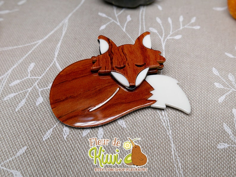 Broche pour vêtement renard, en résine, accessoire vêtement, broche renard, broche automne, accessoire automne, bijou renard, bijou animal, image 5