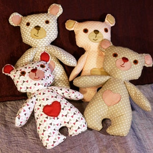 Sweet teddy bear in Valentine's Day fabric image 8