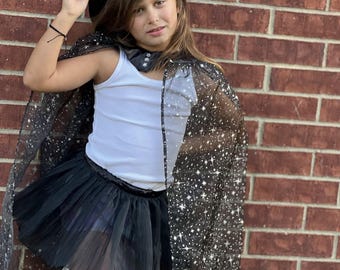 Mantello da principessa nero scintillante