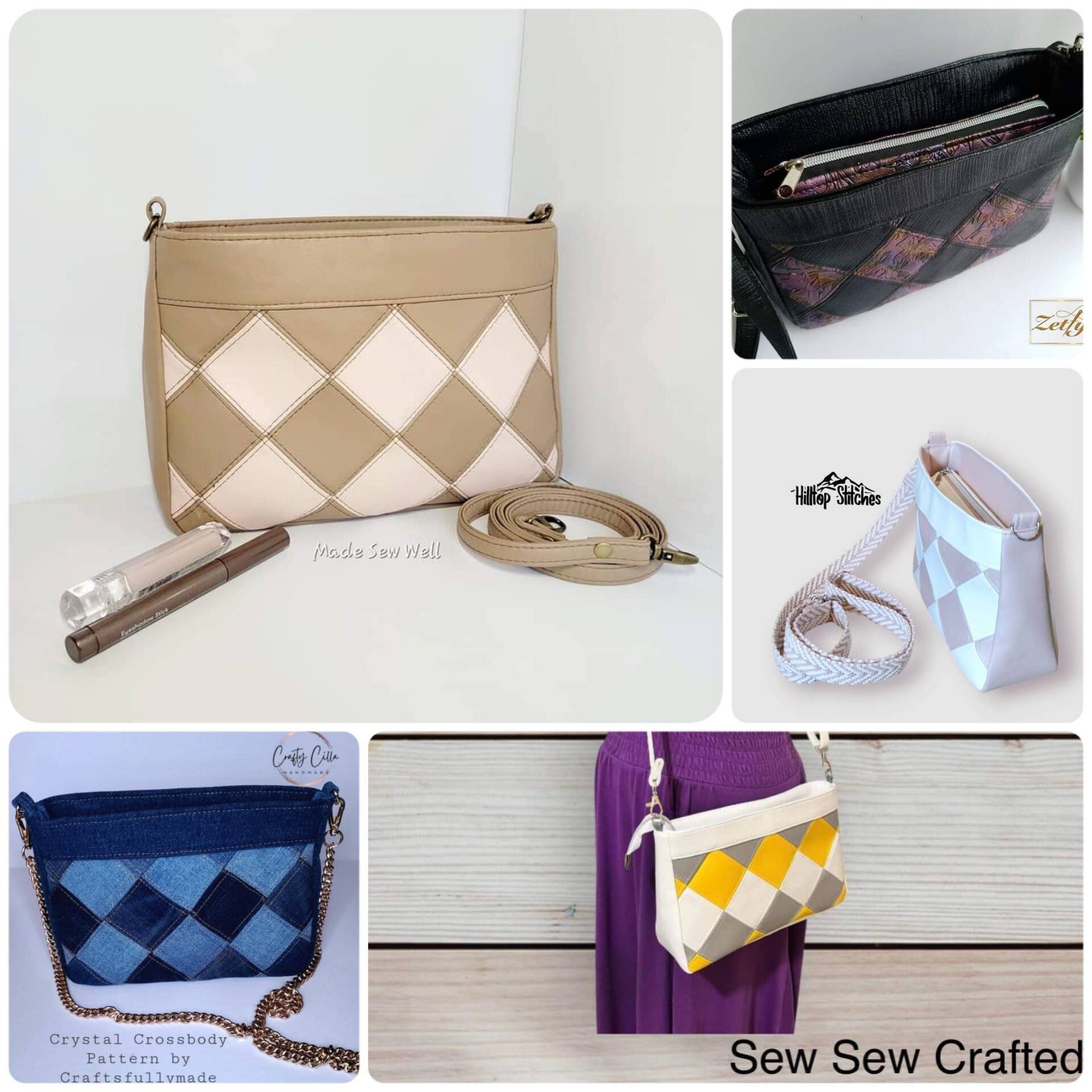 Crystal Crossbody Pdf Sewing Pattern Diy Handbag Quilt Designs Crossbody Pattern Video Tutorial Bag Making Sewing Tutorialsvg Pattern Etsy