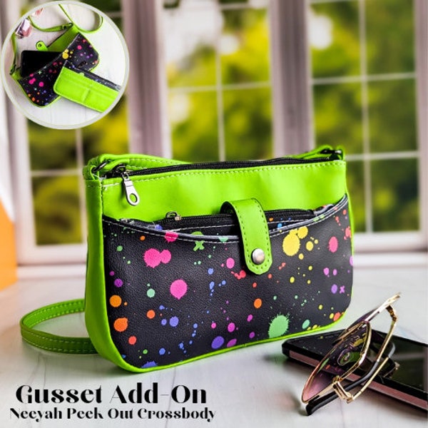 Gusset Add-On to Neeyah Peek Out Crossbody, zipper wallet, PDF sewing pattern, handbag tutorial, handmade bag pattern, sewing tutorial, SVG