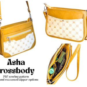 Bolsa transversal Asha, molde de costura em PDF, bolsa faça você mesmo, bolsa pequena, molde de bolsa transversal, tutorial em vídeo, confecção de bolsa, tutorial de costura, molde SVG