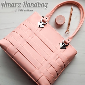 Bolso Amara, patrón de costura en pdf, bolso de mano Diy, diseños de tejido, bolso de hombro, video tutorial, confección de bolsos, tutorial de costura, SVG, bolso de mano