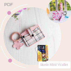 Rosie Mini Wallet PDF Sewing Pattern, ID & Credit Card Holder with Keychain