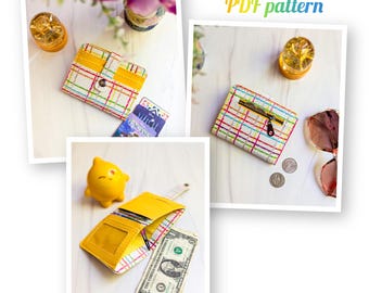 Sakina Bi-Fold Wallet Pattern, Sewing Tutorial for Handmade Wallets, Coin Pocket, Card Slots & Snap Closure Pattern, DIY project, Bill-fold