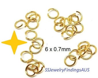 100 Pieces Stainless Steel Jump Rings Gold Plated 6mm Hypoallergenic Tarnish Resistant