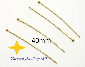 20 Pieces Gold plated Stainless Steel Ball Head Pins 40mm Hypoallergenic Tarnish Resistant