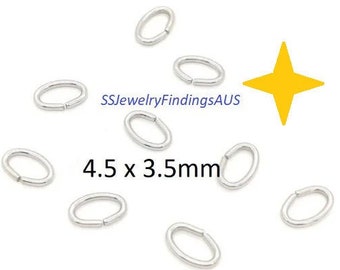 100 Stück 4,5 x 3,5 mm Edelstahl Oval Bindering hypoallergen anlaufgeschützt