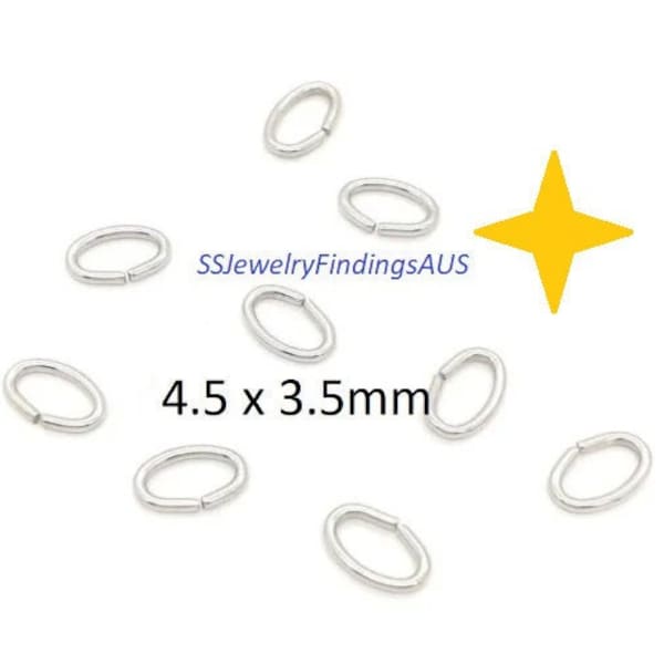 100 pièces 4,5 x 3,5 mm en acier inoxydable ovale Jump Ring hypoallergénique résistant au ternissement