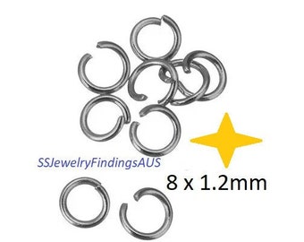 100 Stück 8mm Edelstahl Biegeringe 16 Gauge hypoallergen anlaufgeschützt