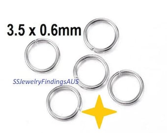 200 pieces 3.5mm Stainless Steel Jump Rings Fine gauge Hypoallergenic Tarnish Resistant