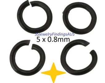 22 Pieces 5mm Stainless Steel Jump Ring Black Tone Hypoallergenic Tarnish Resistant