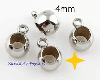 10 Pieces Stainless Steel Charm / Pendant Tube Bead Bails 6mm x 5mm with 4mm Hole Hypoallergenic Tarnish Resistant