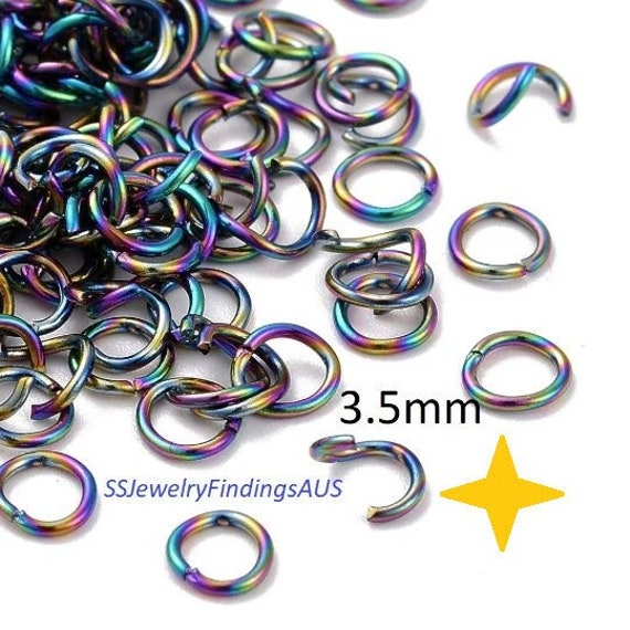 50 Pieces Stainless Steel Jump Rings 3.5mm Anodized and Plated Fine Gauge  Hypoallergenic Tarnish Resistant 