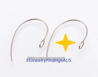 7 Pairs Stainless Steel Curved Marquise Earring Hooks - Ear Wires - Hypoallergenic Tarnish Resistant