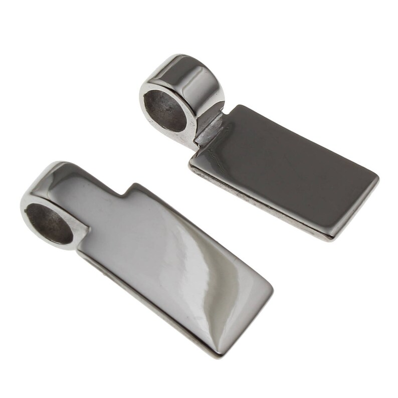2 Pieces Stainless Steel glue on tube Bail Rectangle Large Etsy