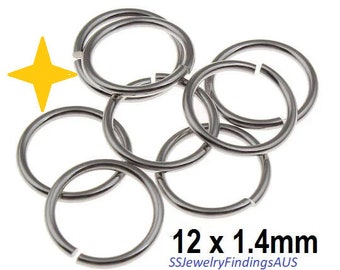 80 Pieces 12 x 1.4mm Stainless Steel Jump Rings Hypoallergenic Tarnish Resistant