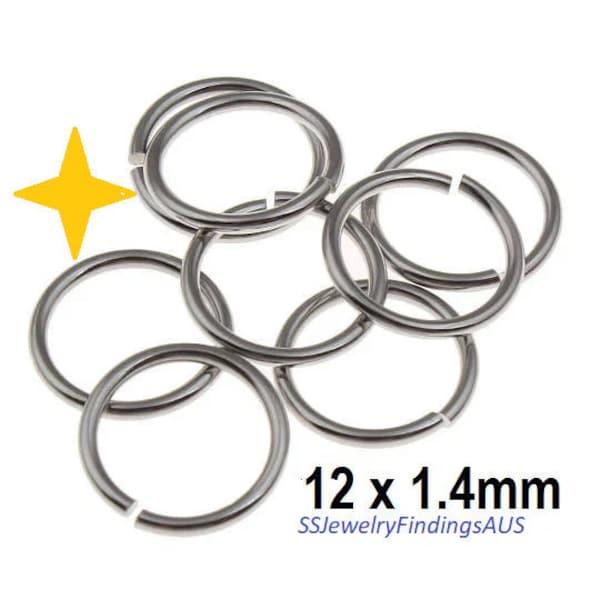 80 Pieces 12 x 1.4mm Stainless Steel Jump Rings Hypoallergenic Tarnish Resistant