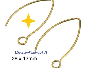 2 Pairs Gold Plated Stainless Steel Short Length Marquise Earring Hooks Earwires Hypoallergenic Tarnish Resistant