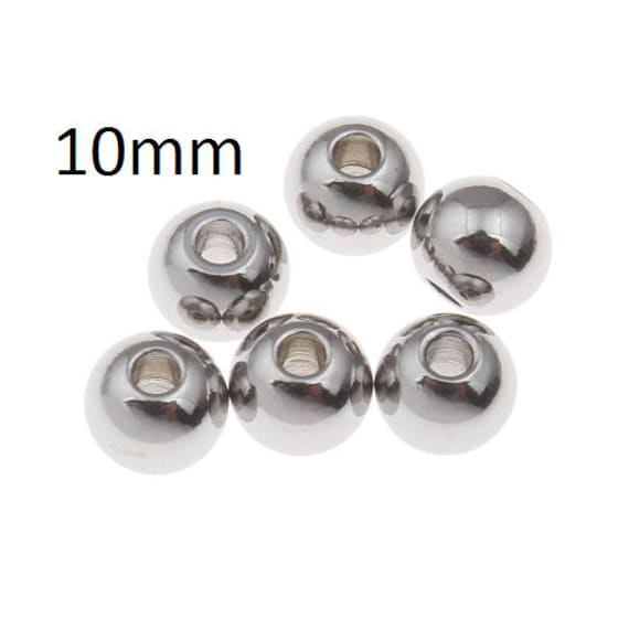 Stainless Steel Silver Tone Round Smooth Seamless Spacer Solid Beads 10mm for