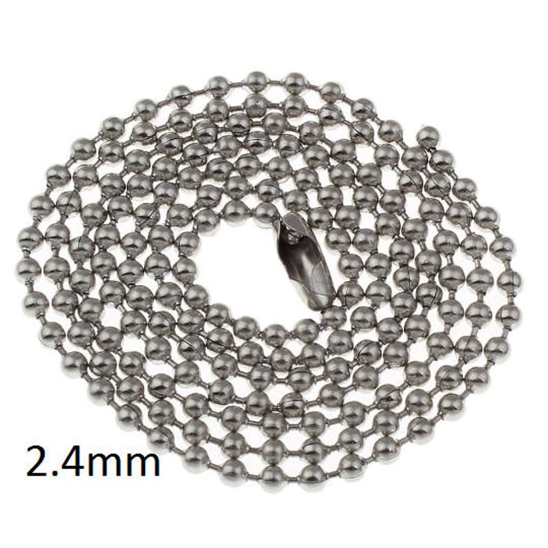 5 Pieces Stainless steel 2.4mm Ball chain necklace ***custom lengths*** Hypoallergenic