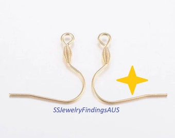 5 Pairs Gold Plated Stainless Steel Ear Wires French Hook Earrings with Coil Hypoallergenic Tarnish Resistant