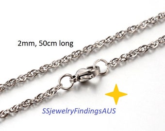 1 Piece Stainless Steel Rope Necklace Hypoallergenic Tarnish Resistant