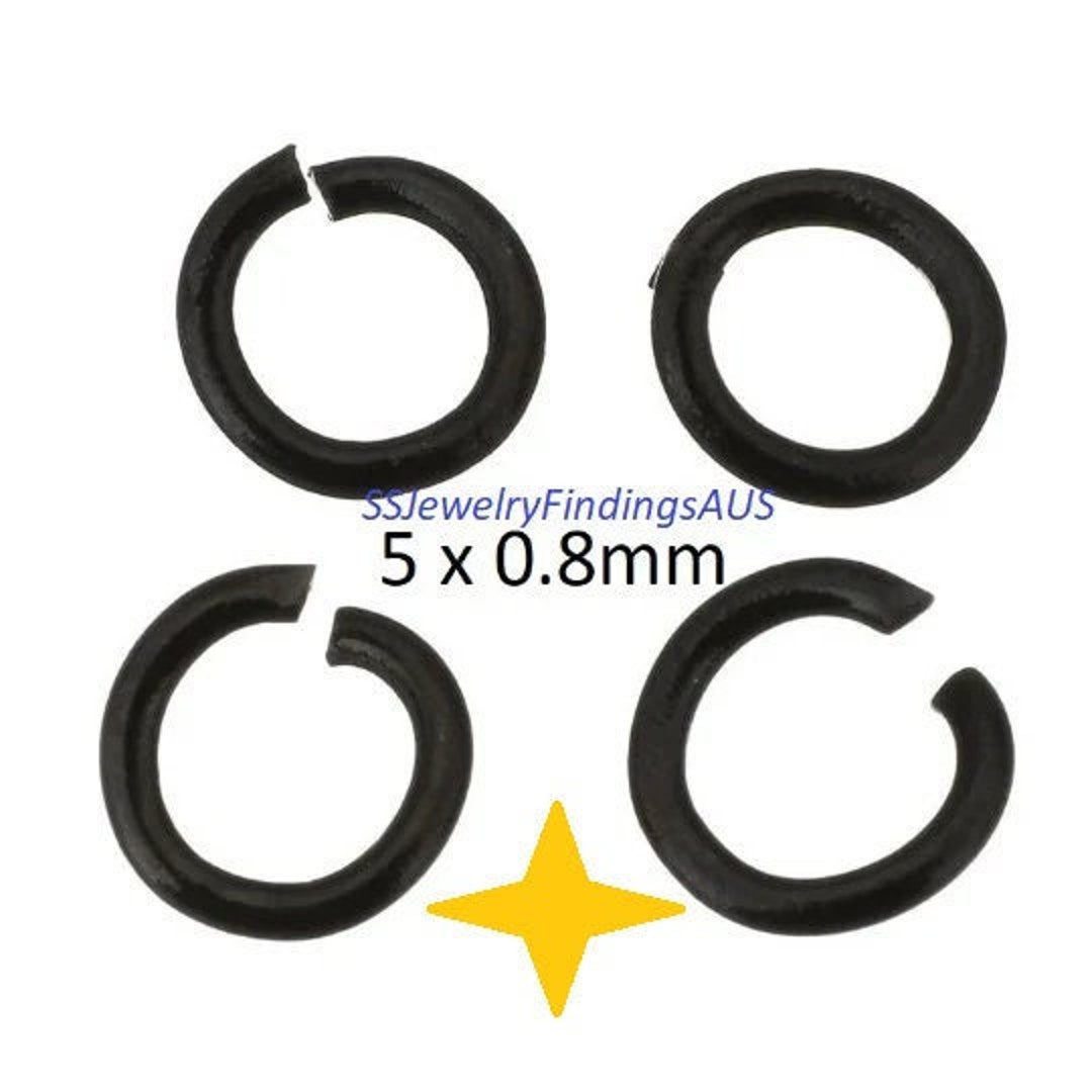 22 Pieces 5mm Stainless Steel Jump Ring Black Tone Hypoallergenic