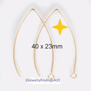 3 Pairs Stainless Steel Gold Plated Marquise Earring Hooks Earwires Hypoallergenic Tarnish Resistant