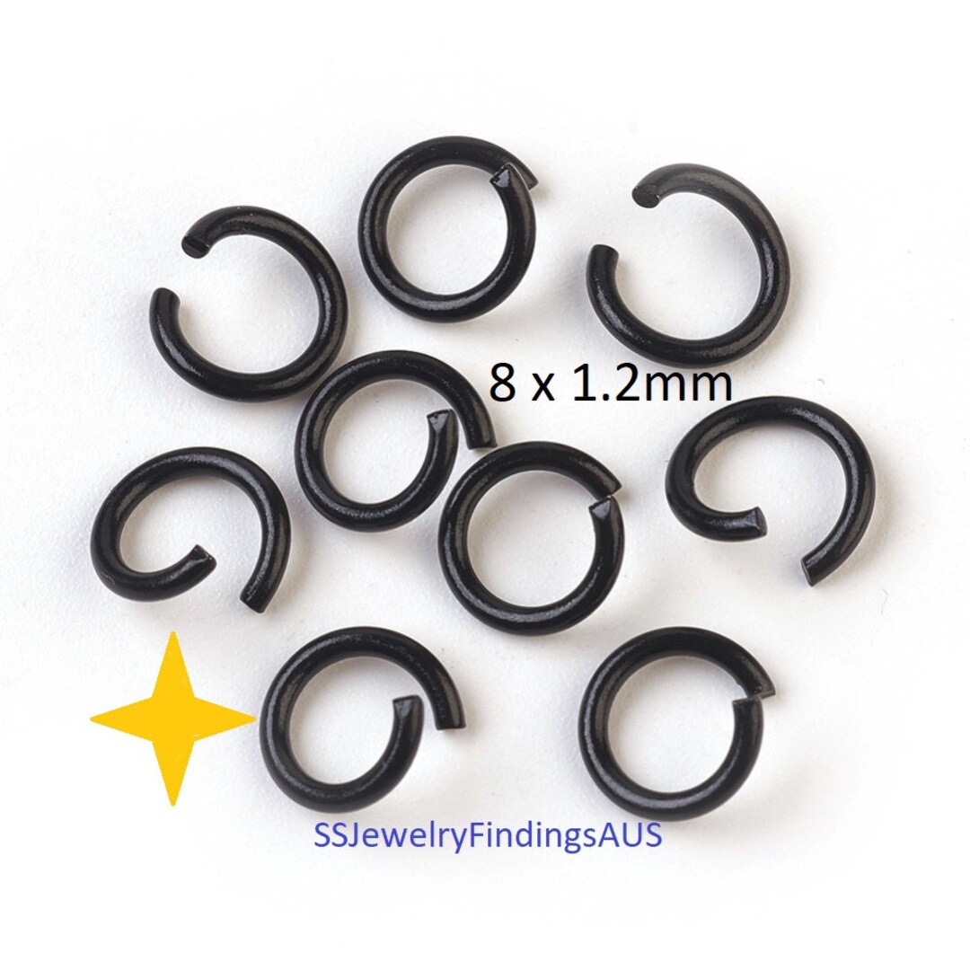 20 Pieces Black Plated Iron Jump Rings Open 8mm Etsy