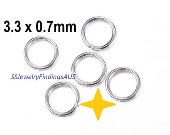 200 Pieces 3.3mm Stainless Steel Jump Ring 21 Gauge 0.7mm Hypoallergenic Tarnish Resistant