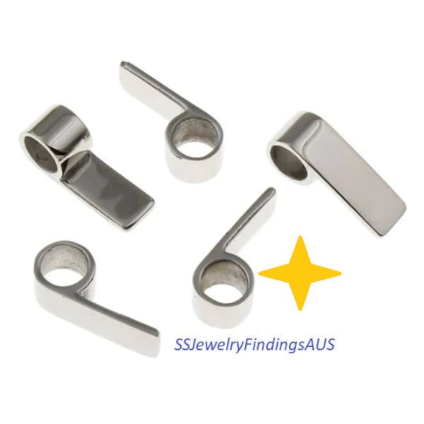 1 Piece Stainless steel glue on tube bail Rectangle Large Hole Hypoallergenic Tarnish Resistant